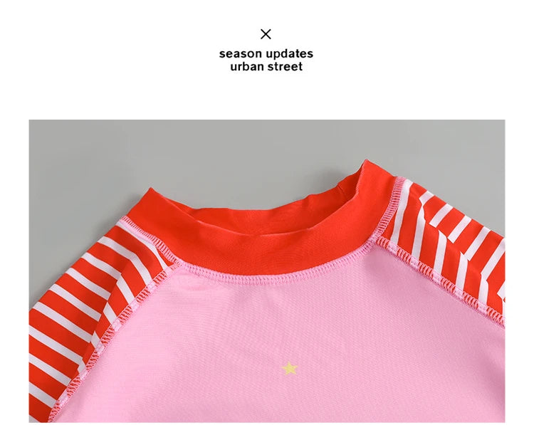 Boys Girls Cartoon Cute Swimwear Spring Summer Beach Clothing Set Sun Protection Long Sleeve Swimming Suits Kids Bathing Suit