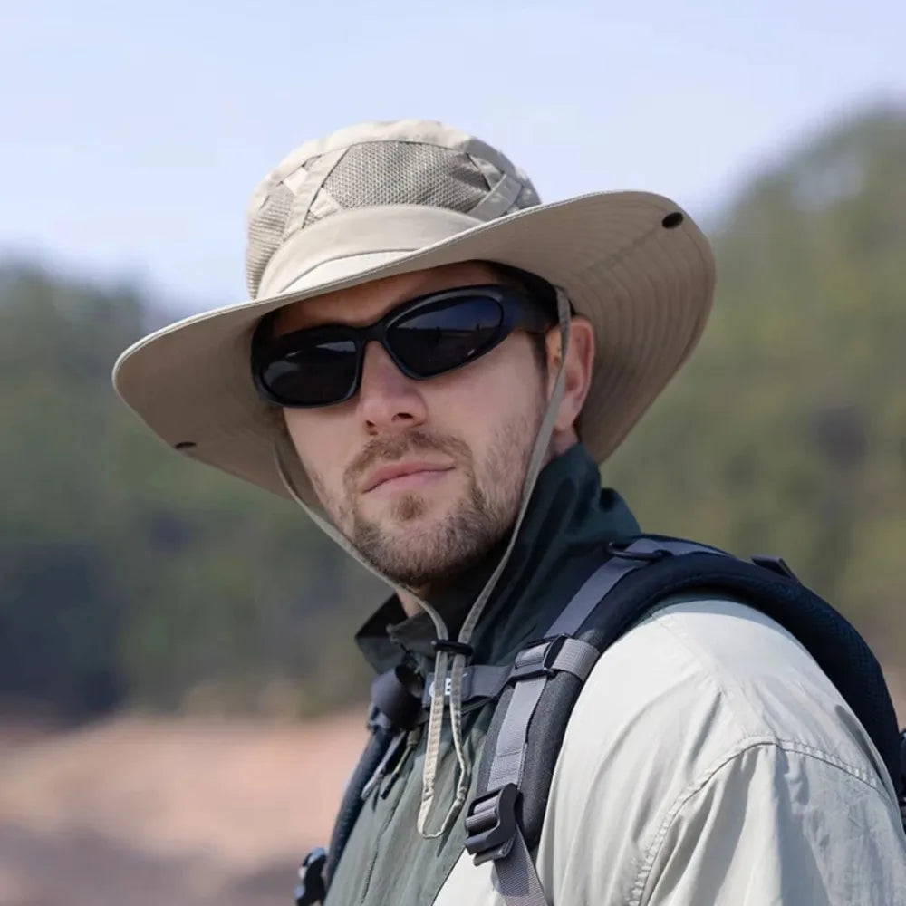 Men's 100% Nylon Fisherman Hat Spring/Summer Big Eaves Breathable Sunshade Sunscreen Fishing Cap