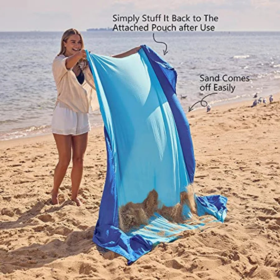 Beach Blanket Sandproof Waterproof, Extra Large Beach Mat, Oversized Compact Sand Free, Quick Drying Beach Essentials for Vacat