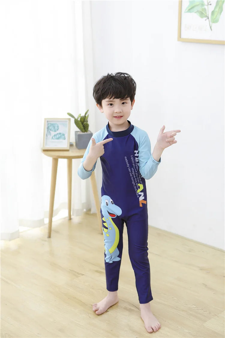 Kids Cartoon Swimwear 3-11 Years Long Sleeve UV Protection Rash Guard for Boys Girls