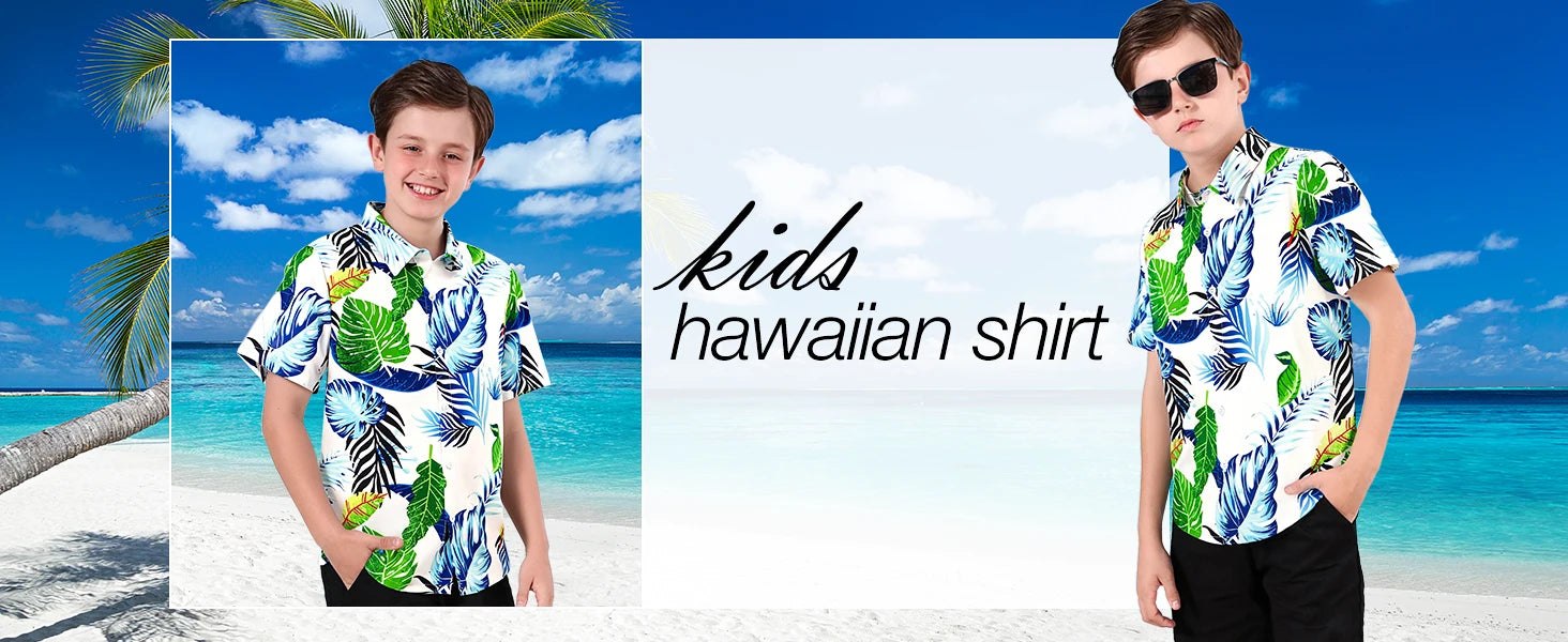 Boys Hawaiian Shirt Kids Summer Beach School Gift Casual Top Teenager Novelty Fashion Daily Holiday Birthday Tee