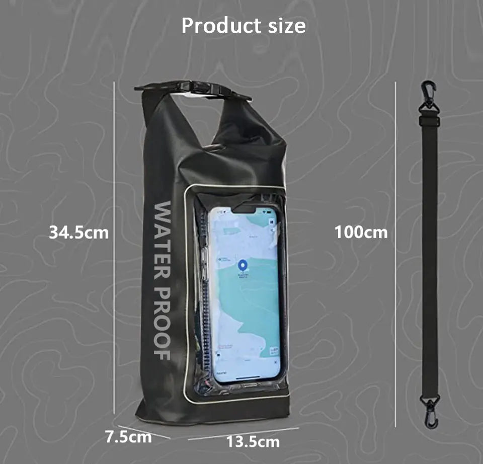 2L/5L Waterproof Dry Bag Touch Screen Swimming Waterproof PVC Bag Rafting Floating Outdoor Sport Bag Surfboard Kayak Storage Bag