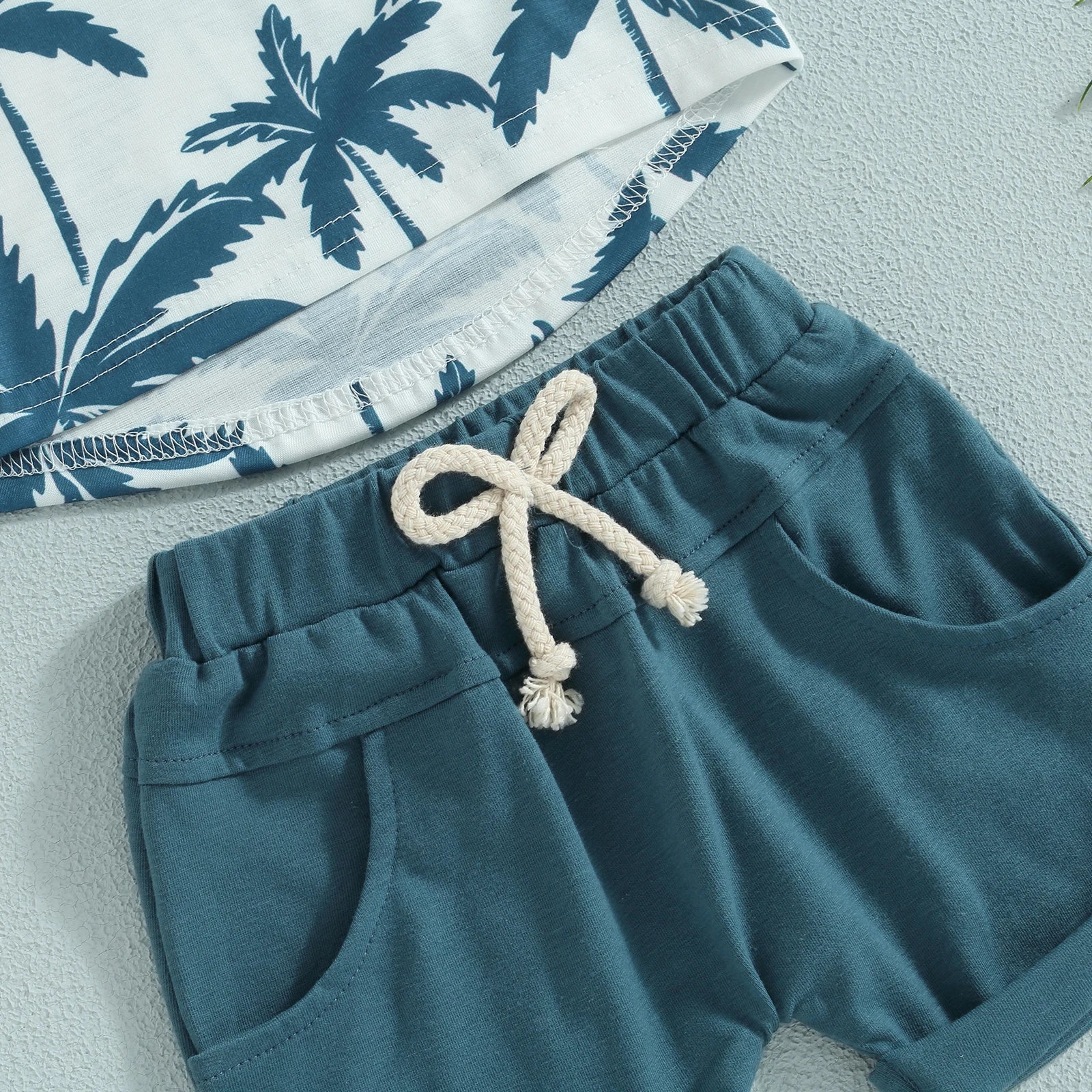 Citgeett Summer Infant Boy Clothes Suits Beach Tree Print Short Sleeve T-Shirts and Elastic Waist Shorts Clothes Set
