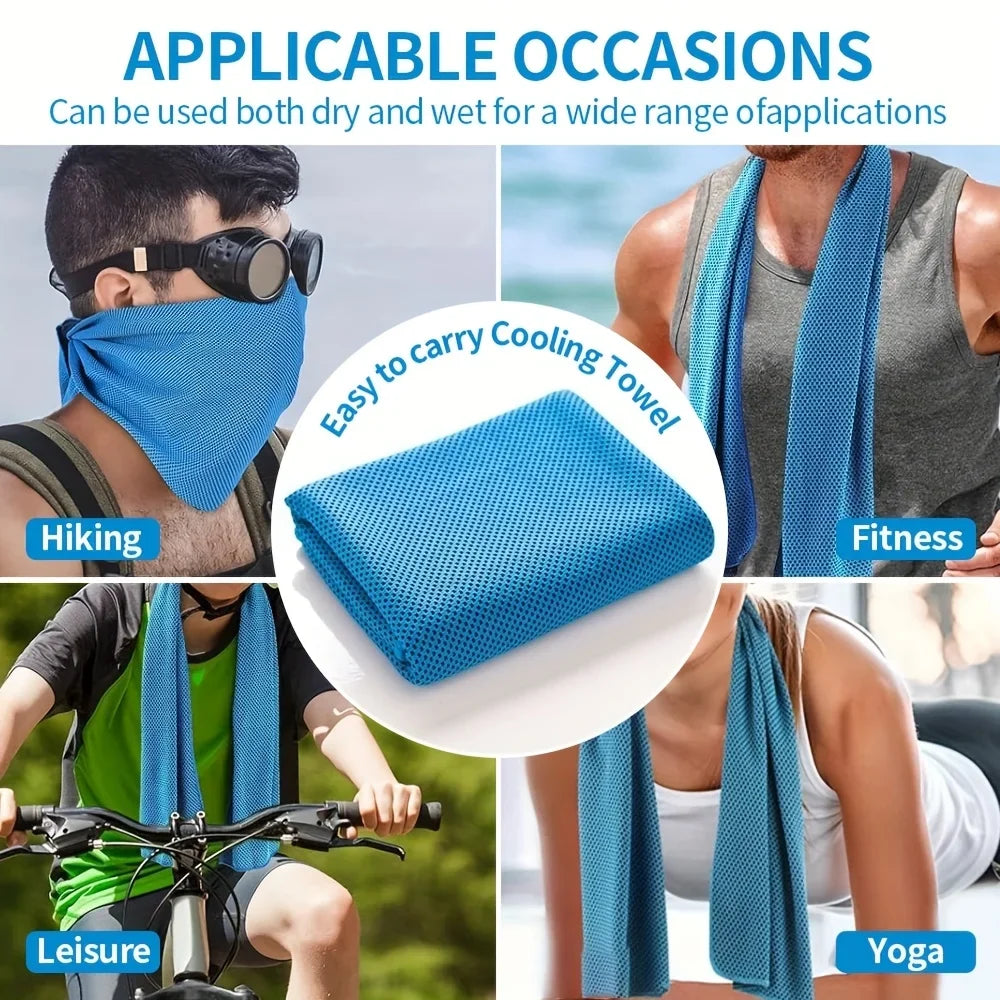 30×80cm Portable Bottle Mounted Quick Dry Towel Gym Sports Sweat Absorbent Cold Sensation Fast Ice Towel Swimming Beach Towels