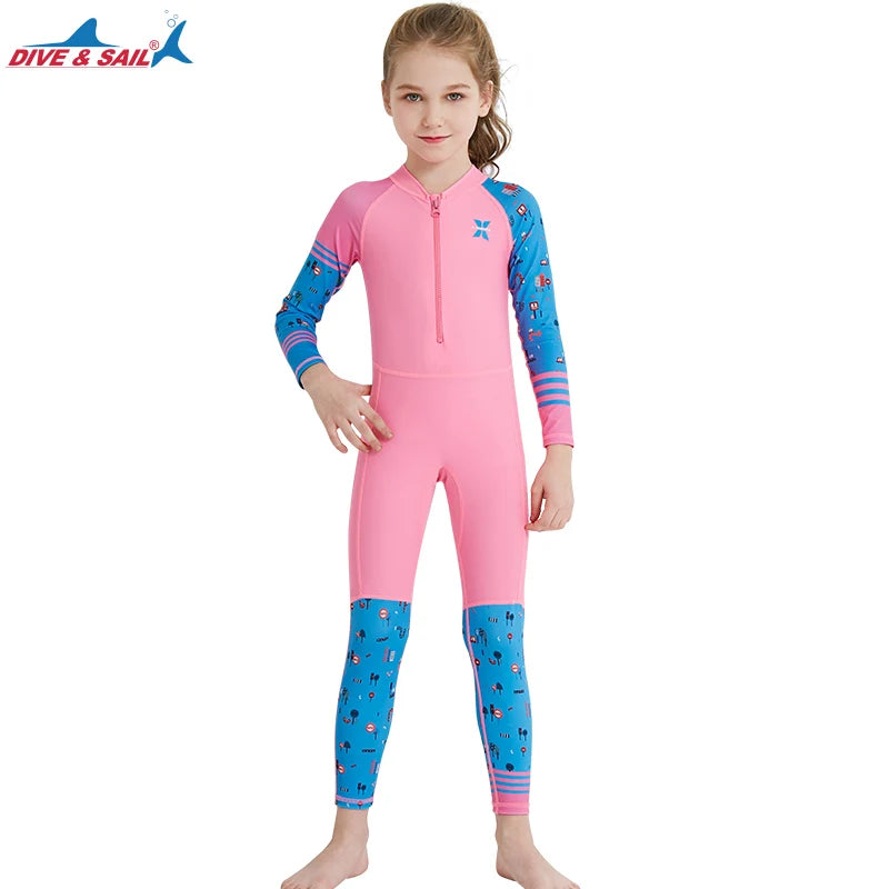 Kids Full Body Swimsuit Stinger Suit UV Protection UPF50+ Rash Guard One-piece Bodysuit Sunsuit Beachwear Rashguards Long Sleeve