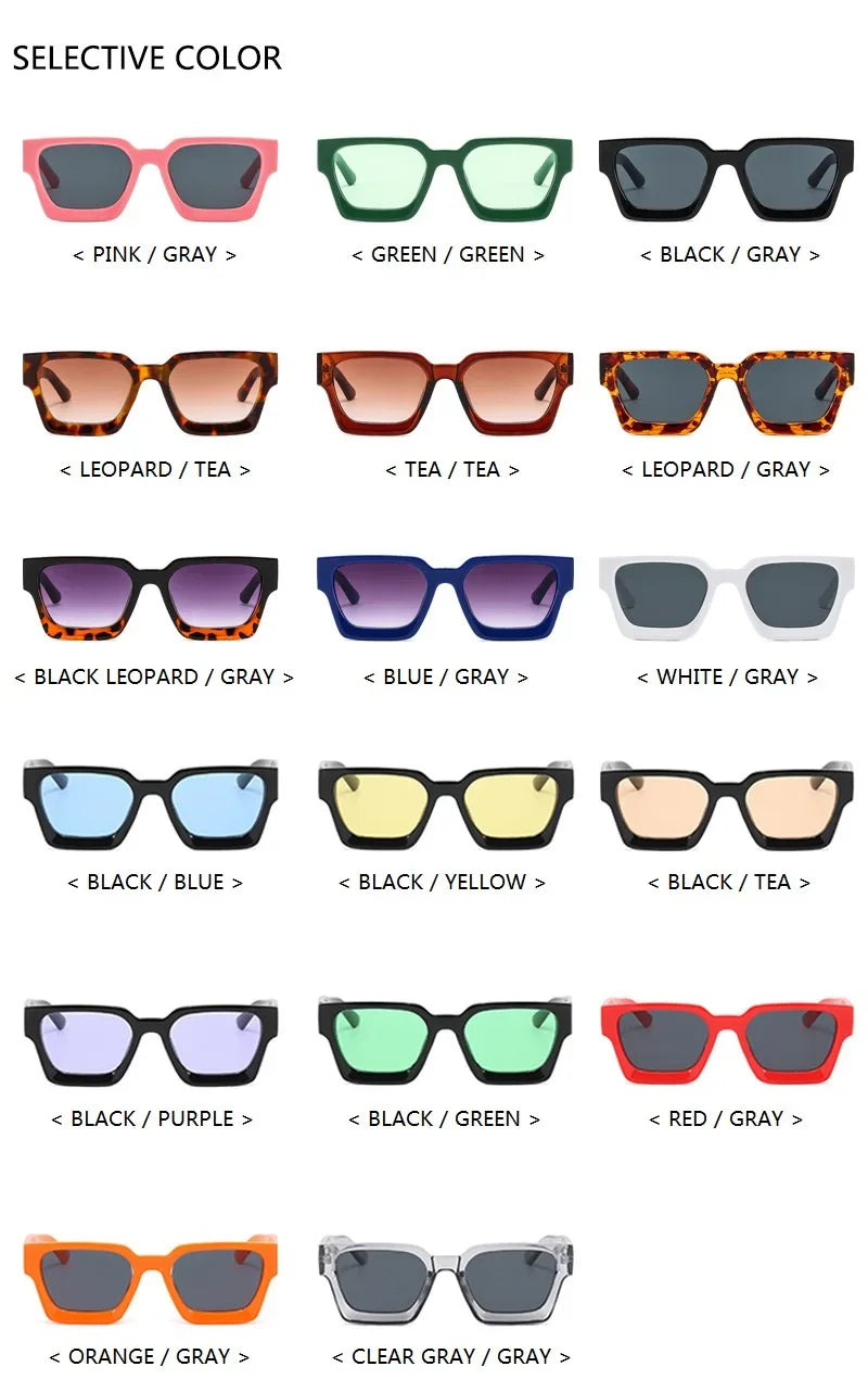Unisex Square Vintage Sunglasses, UV400 Protection Retro Punk Style Fashion Shades, Designer Eyewear for Men & Women Driving, Outdoor & Daily Wear