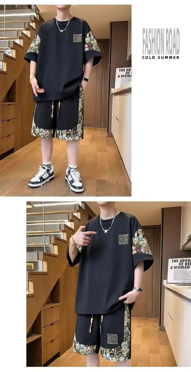 T-shirts + shorts 2026 summer fashion Sportswear shirts Men's Casual Sets Male Fashion shirts and shorts full size M-5XL