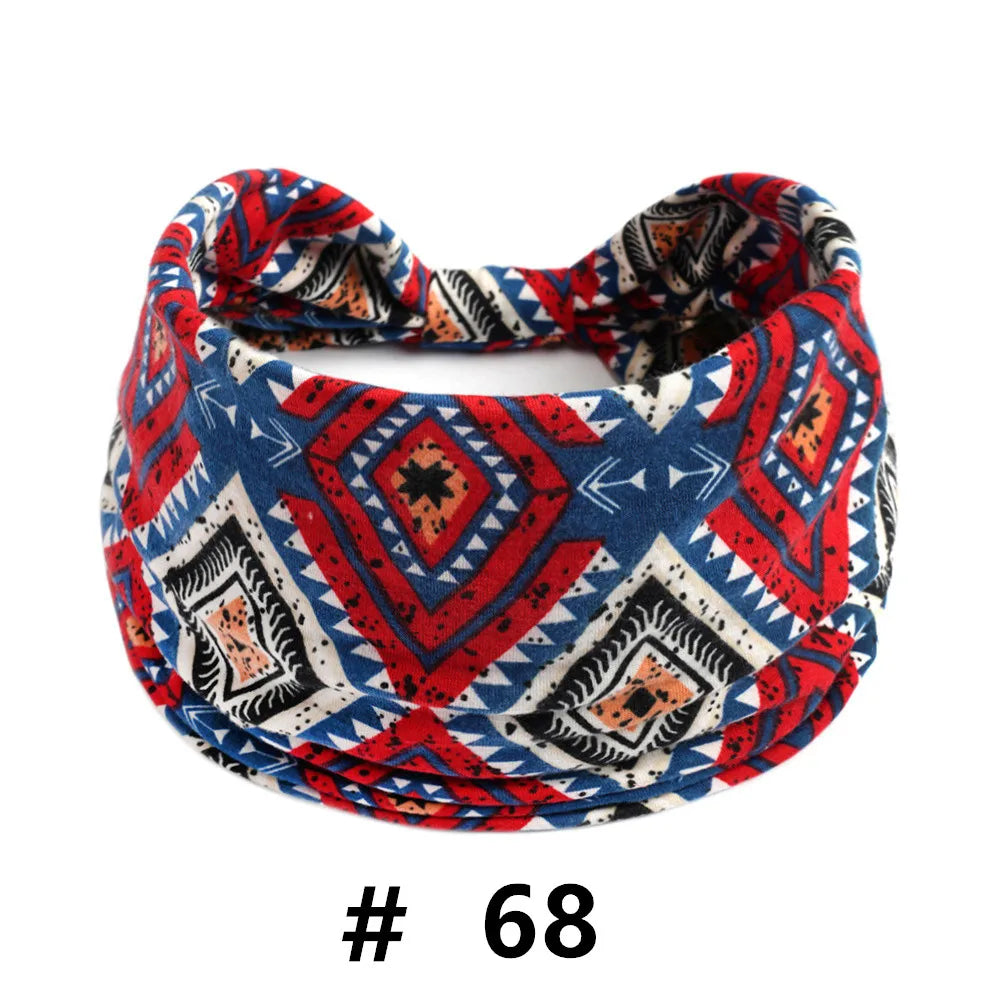 Boho African Headbands for Women Wide Cotton Turban Headwrap  Knot Elastic Hairbands Bandeau Sport Workout Yoga Hair Accessories