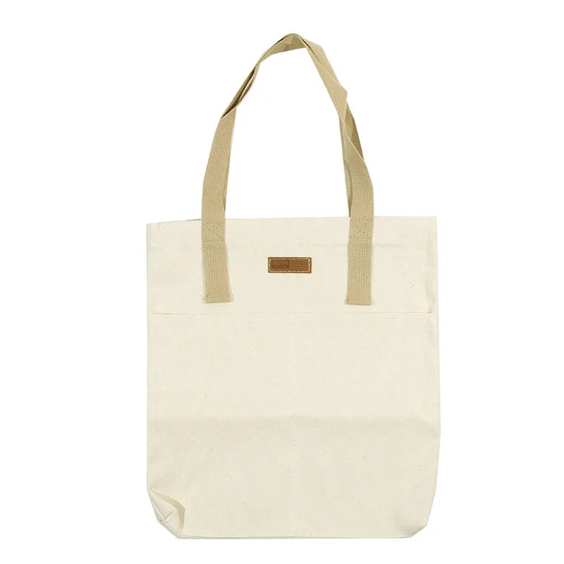 Women Canvas Tote Bag Solid Color Designer Ladies Casual Handbag Shoulder Bag Large Capacity Cotton Reusable Shopping Beach Bag