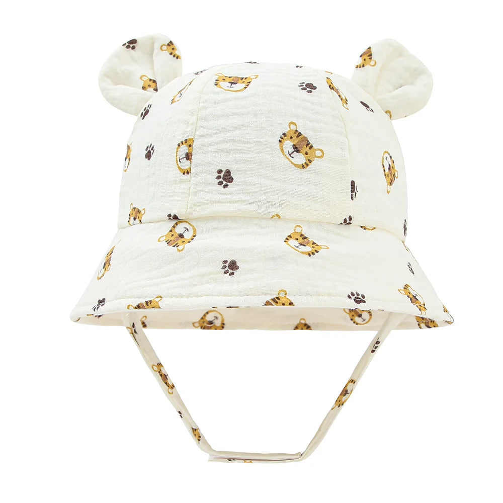 Newborn Boys Girls Bucket Hat Summer Kids Toddler Panama Cap 0 to 12 Months Soft Cotton Baby Sun Hat With Ears Cute Bunny