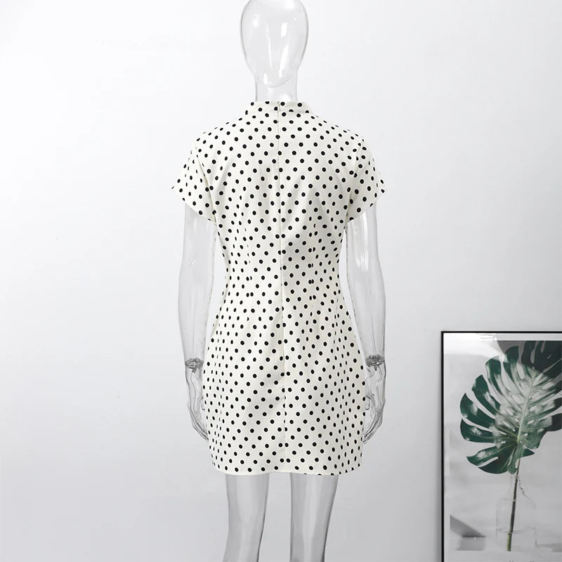 Fashion Summer Hollow Out Women Dress Belt Zipper Hip Package Slimming Polka Dot Skirt Sexy Female Party Dress 2026