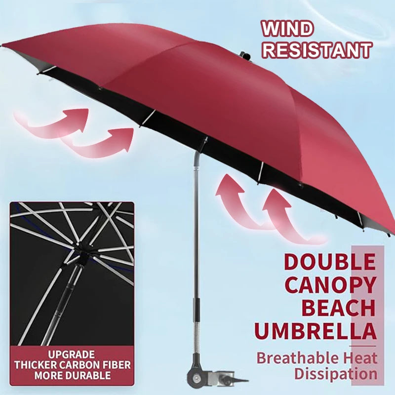 Adjustable Outdoor Sunshade Umbrella UV Protection Fishing Camping Beach Chair Umbrella Multi-functional Long Handle Umbrella