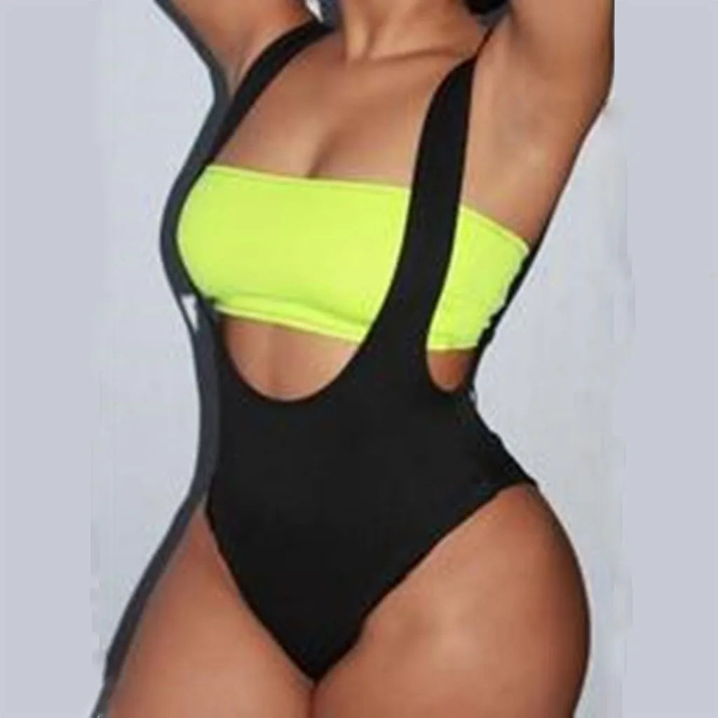 Beach Vacation One-Piece Wrap, Big V-Neck, Backless Thong, A Woman's Sexy Bathing Suit Exercise Women's Wear
