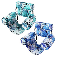 Inflatable Pool Floating Chair, 3 Airbags Anti-tip Leaf Print Floating Lounge, Water Hammock for Pool Beach Summer Water Play