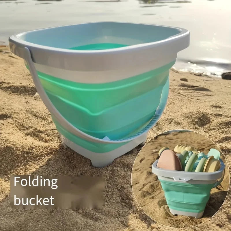 Beach Toys for Kids Sand Toys Set for Toddlers Sandbox Toys with Collapsible Bucket Shovel Rake Set Sand Molds Summer Outdoor