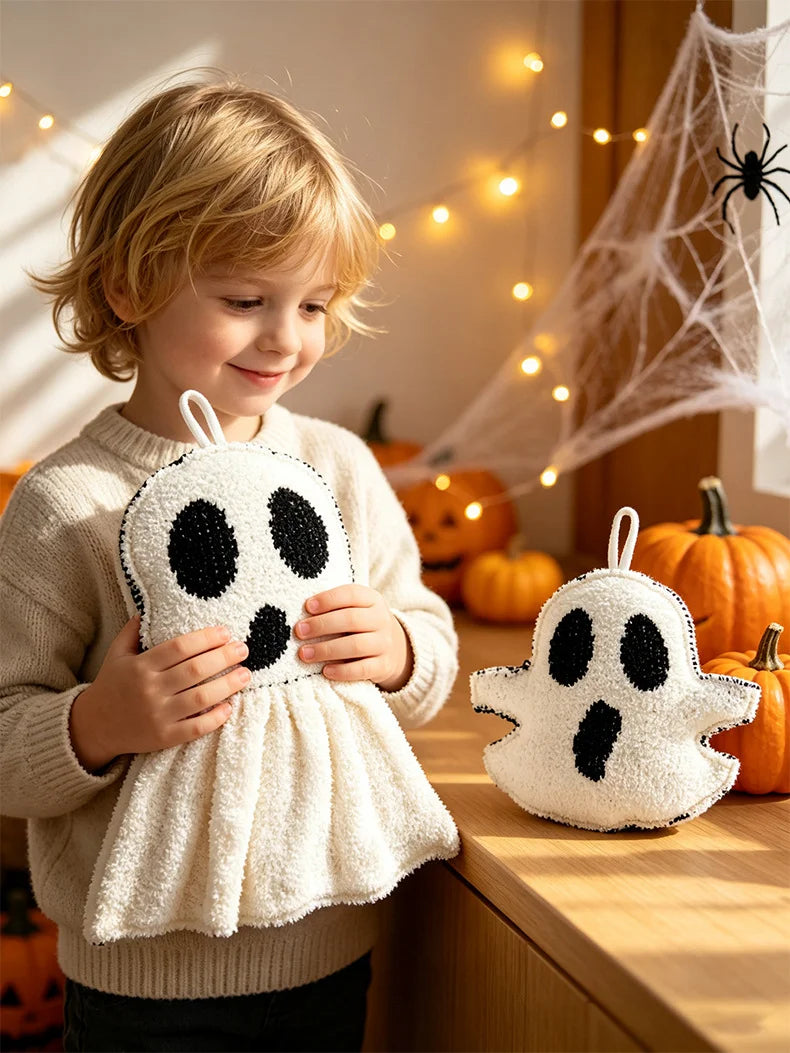 Halloween Ghost Plush Ornament Spooky Ghost Figure Decor Soft Fabric Ghost Figurine for Home Table Holiday Party Decoration