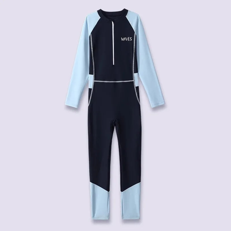 Full Body Boys Swimwear Sun Protection Kids Swimsuit One Piece Children Long Sleeve Bathing Suit Summer Swimming Pool Clothes