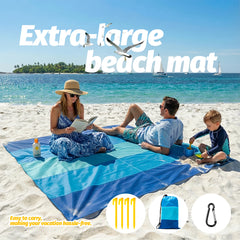 Multiple Sizes Beach Blanket Sandproof Waterproof Large Quick Drying Outdoor Picnic Mat with 4 Stakes for Travel Camping Hiking