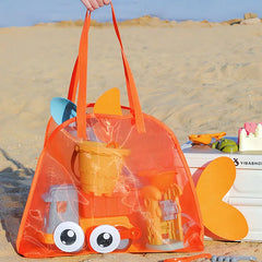 Cute Large Capacity Storage Bag Portable Foldable Mesh Sand Digging Toy Organizer Pouch for Beach Travel Outdoor Sports