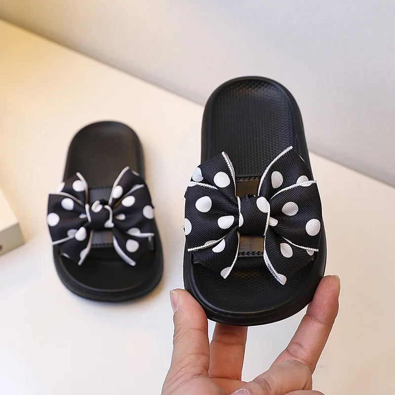 2026Summer Children's Slippers Girls Princess Non-slip Soft Sole Slippers Toddler Girl Shoes Bow Tie Slippers Flip Flops Outdoor