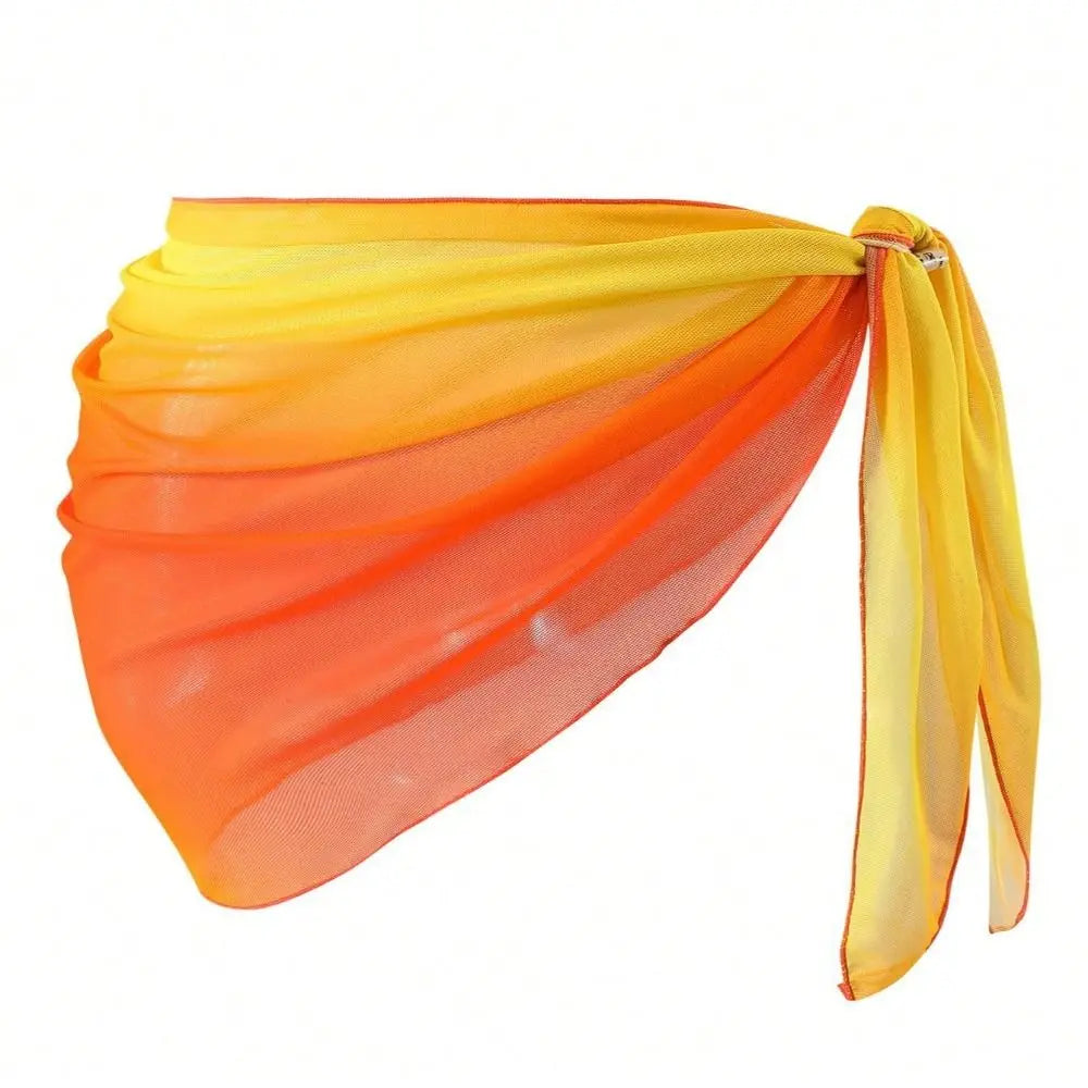 Chiffon Material Beach Dress Short Length Sheer Fabric Sarongs Breathable Quick-Dry Gradient Color Bikini Wrap