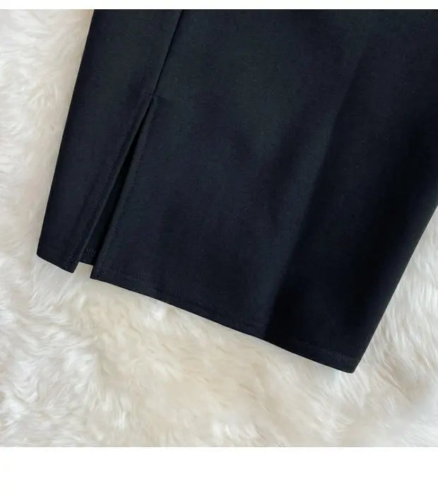 High Waist Midi Skirt Women's OL Profional Slimming Side Slit Wrap A-Line One Step Skirt Autumn Korean Sle Commute