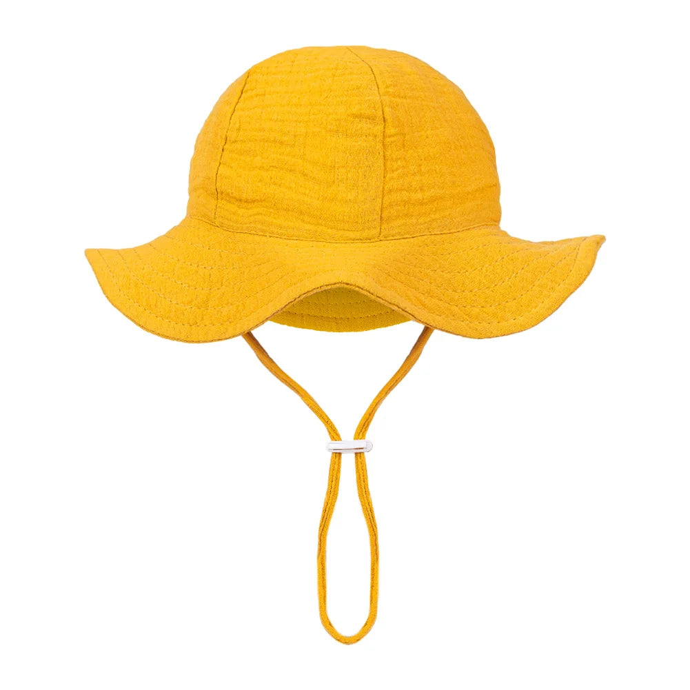 Floral Print Baby Bucket Hats Adjustable Solid Caps for Infant Boys Girls Sunscreen Outdoor Beanies Beach Fishing Headwraps