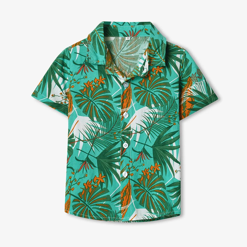 Seaside Holiday Dad-son Matching Summer Shirt Beach Style Short-sleeved Flower Shirt Family Matching Shirts Dad and Son Shirts