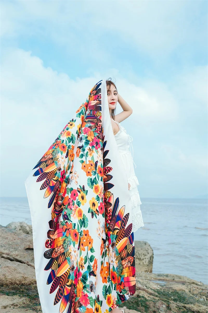 20 Styles 90x180cm Cotton Linen Summer Beach Dress Bikini Cover-ups Sarong Wrap Scarf Women Brazilian Swimsuit Bathing Cover Up
