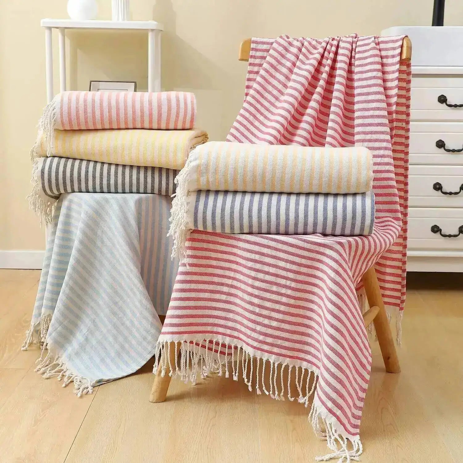 100x180CM Cotton Turkish Beach Towel Sauna Spa Gym Sports Fitness Fringed Bath Towel Shawl Scarf Sang Travel Blanket