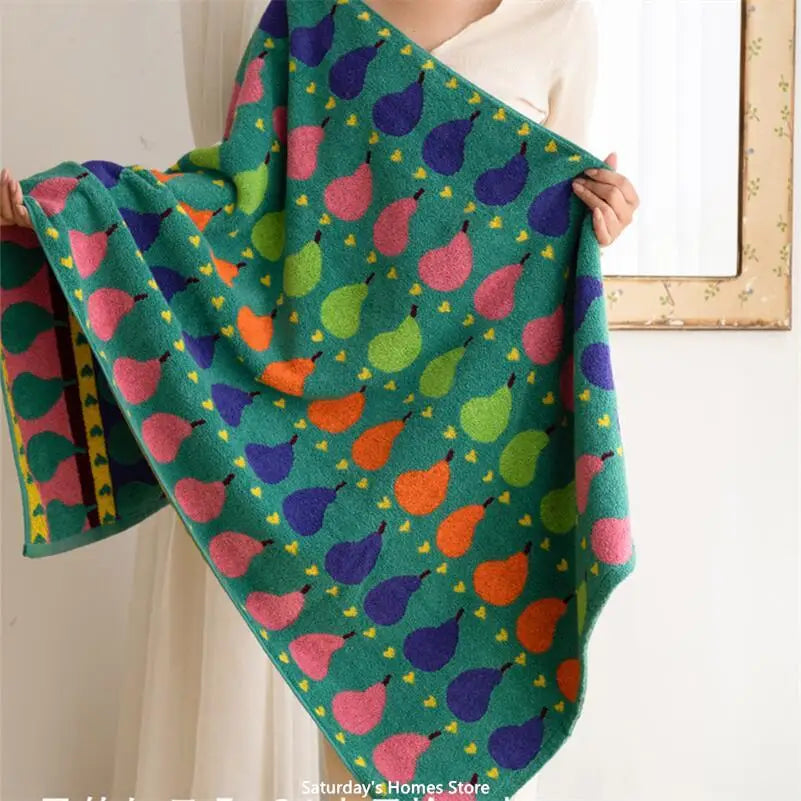 Cute Graffiti  Pears Patter Cotton Soft Face Towel for Kids Absorbent Bath Towel Comfortable Cotton Household Towel Beach Towels