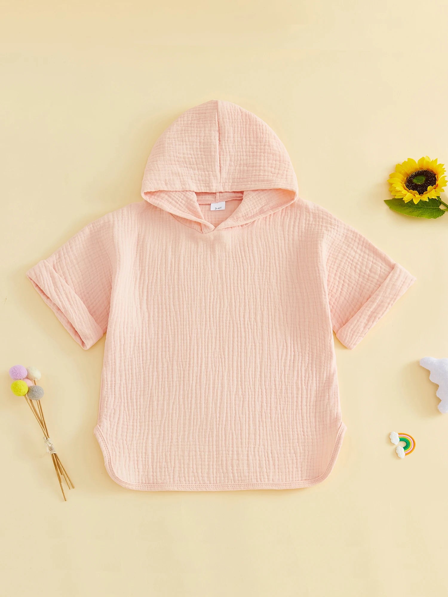 Suefunskry Kids Swim Cover-up, Toddler Hooded Bath Towel Solid Color Beach Clothes for Girls Boys