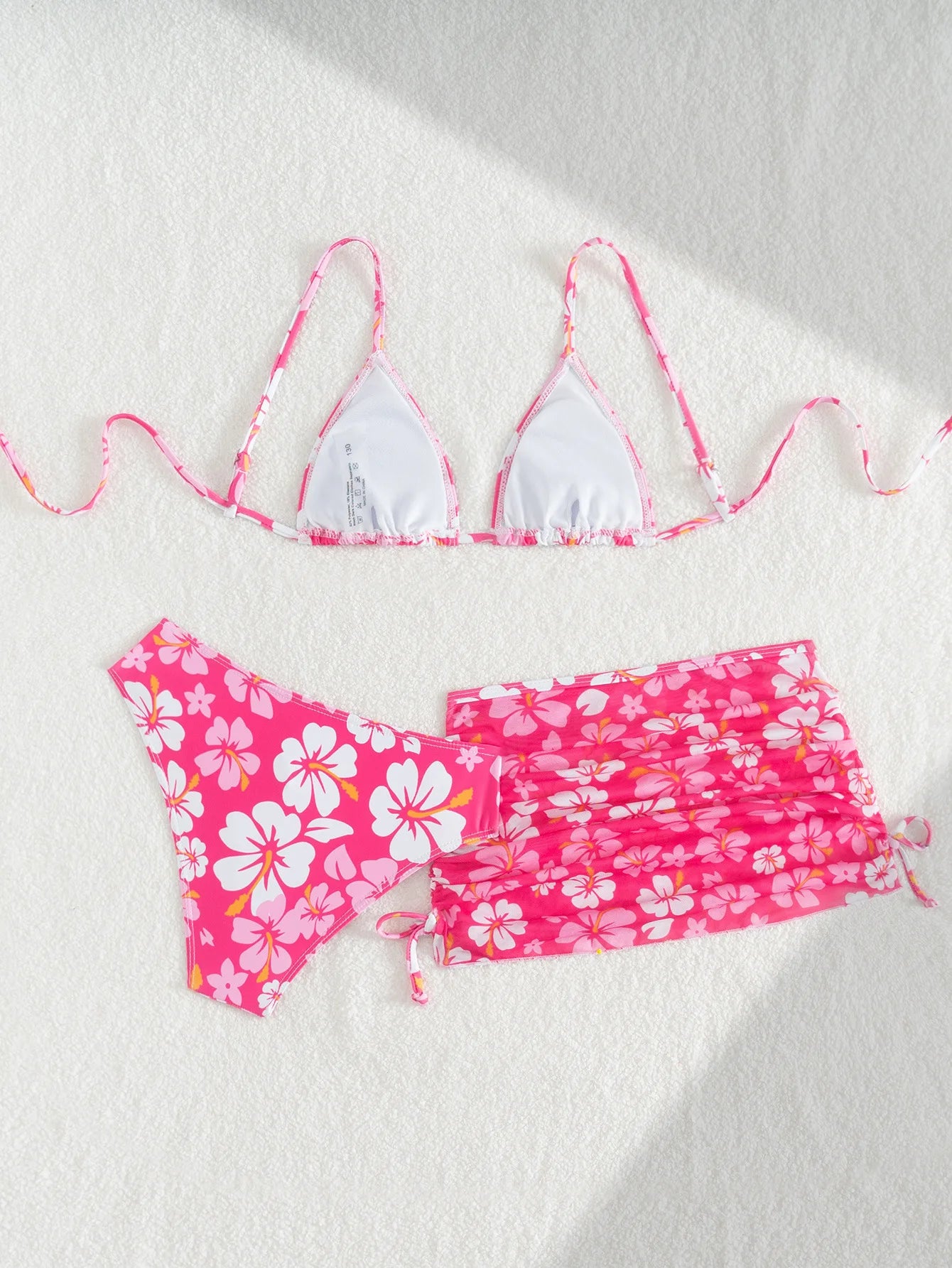 Girls 3pack Flower Bikini Sets Kids Swimsuit& Beach Skirts 7-14 Years Children's Swimwear 2025 Teens Child Girl Bathing Suit