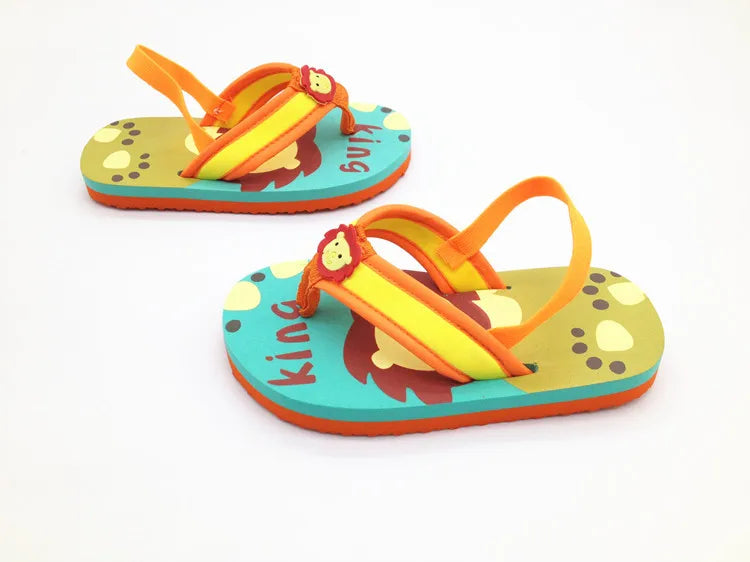 2026 Summer Children Cute Cartoon Animal Slippers Beach Shoes Kids Flip Flops Elastic Band Anti-slip Sandals Boys Girls Slippers
