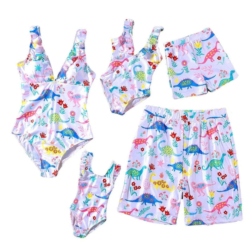 2023 Leaf Swimsuits Family Matching Outfits Look One-Piece Mother Daughter Swimwear Mommy and Me Clothes Father Son Swim Shorts