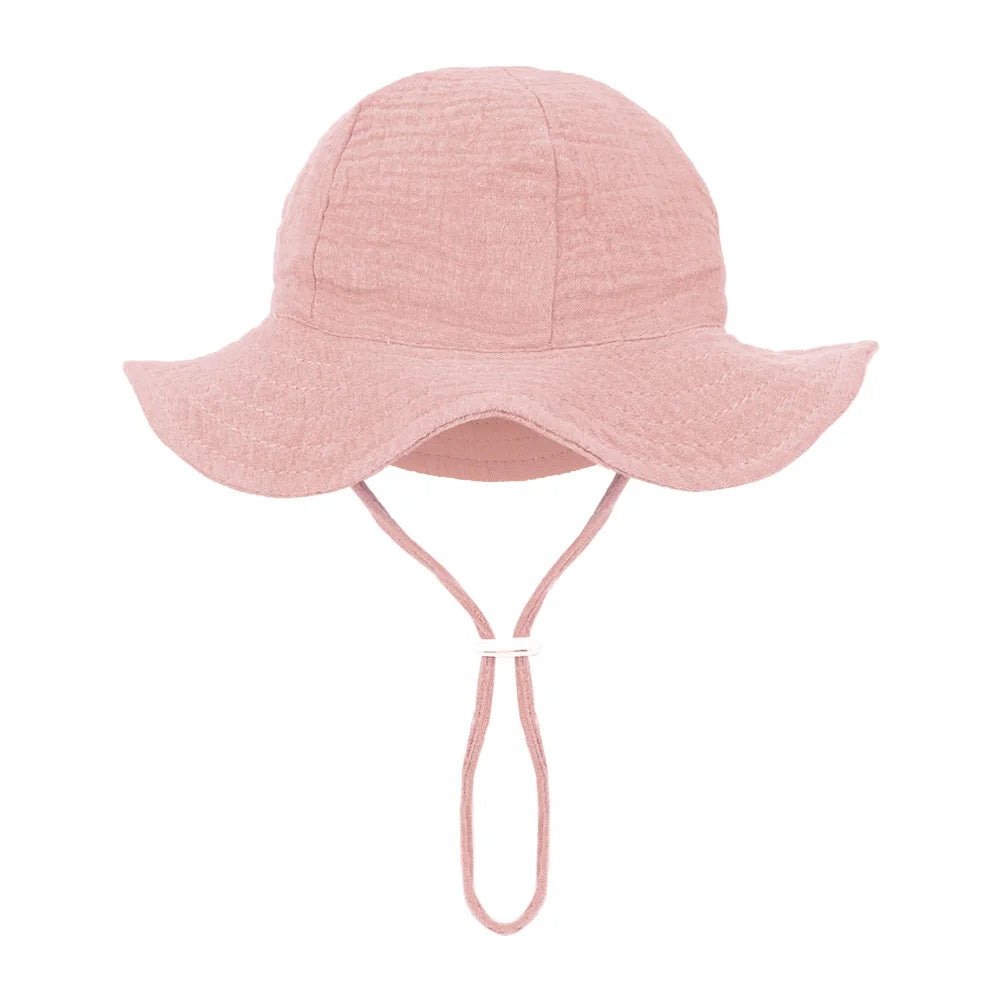 Floral Print Baby Bucket Hats Adjustable Solid Caps for Infant Boys Girls Sunscreen Outdoor Beanies Beach Fishing Headwraps