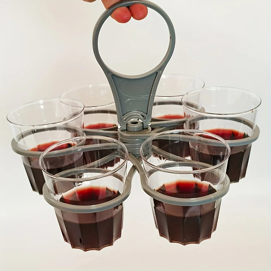 1/2pcs 6-Slot Portable Drink Holder Folding Beverage Tray with Handle Pocket-Sized for Outdoor Picnics Party Reusable Cup Holder