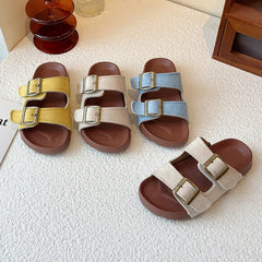 New Trend Girls Open-toe Slippers Summer Children's Causal Slip-on Shoes Fashion Kids Simple Boys Beach Flat Slippers Non-slip