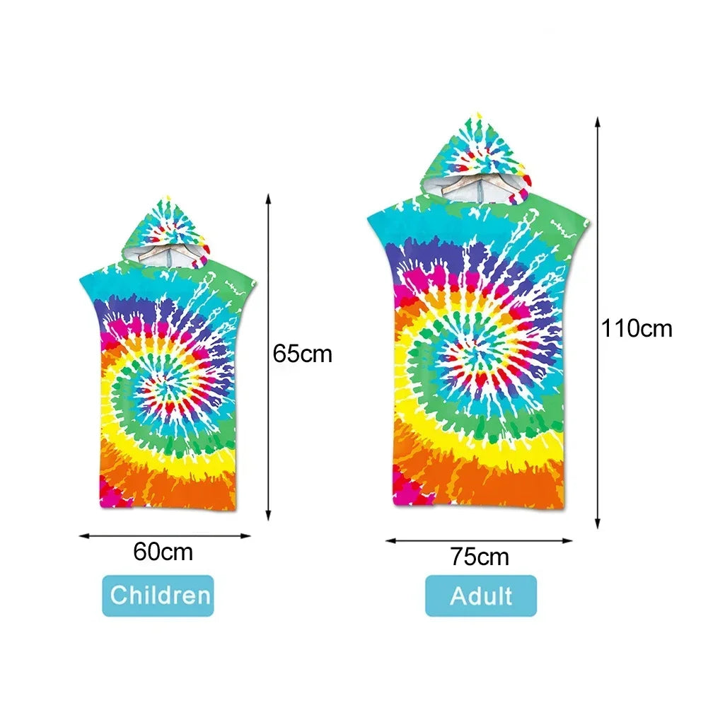 Printed Hooded Beach Towel For Adults Child Quick Dry Swimming Pool Poncho Bath Towel With Cloak Bathrobe Swimming Towels