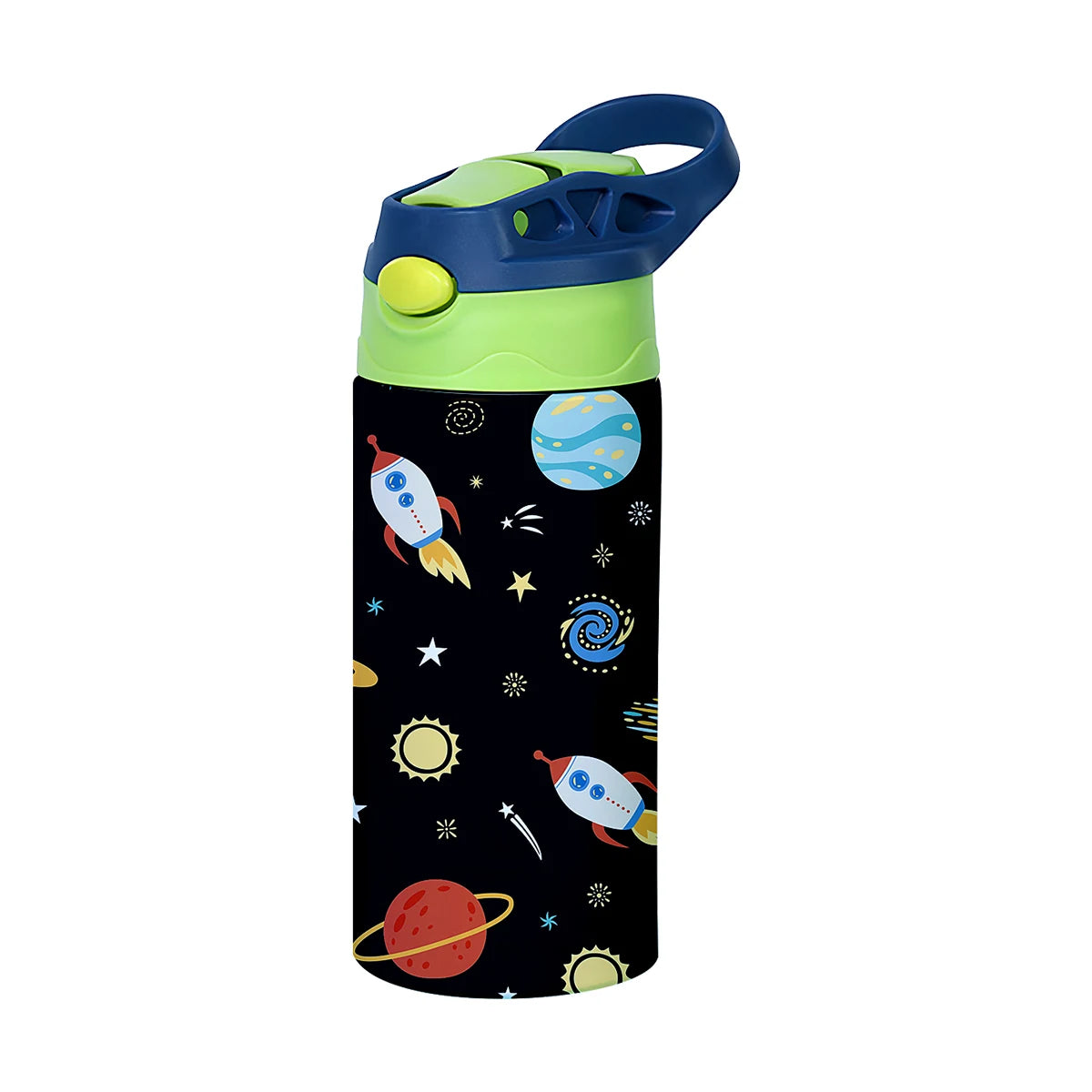 350ml Cartoon Pattern Vacuum Cup Kids Insulated Water Bottle Cute Animal Straw Thermos Mug Handheld Kettle for Outdoor School