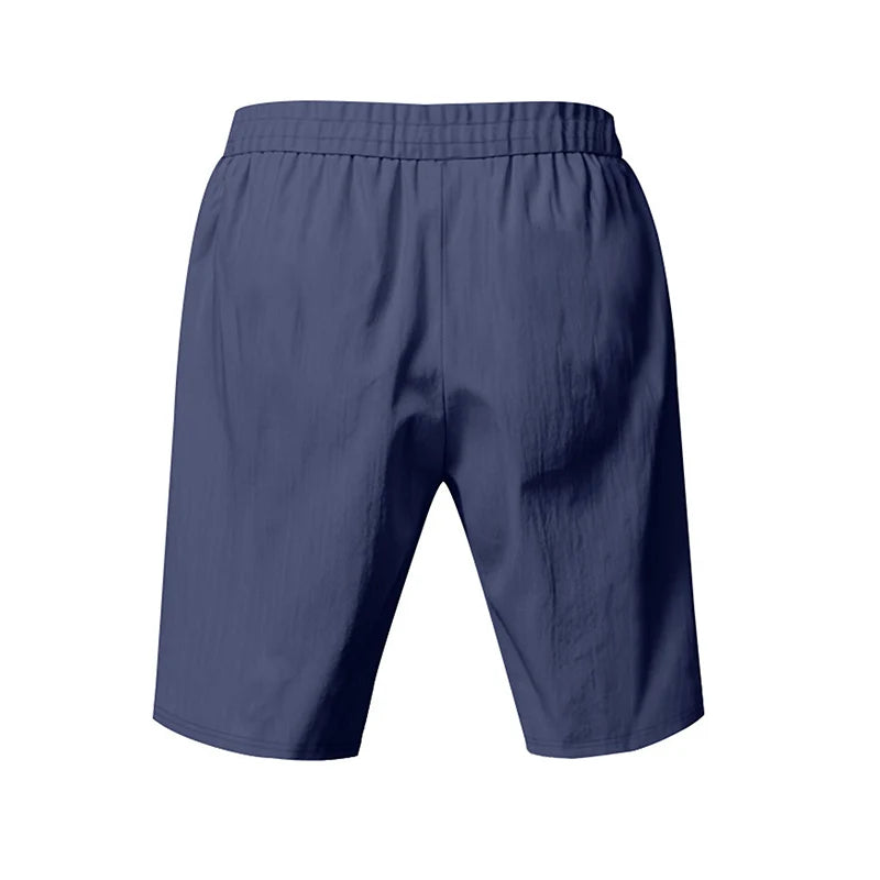 New Men's Cotton Linen Shorts Pants Male Summer Breathable Solid Color Linen Trousers Beach Shorts Fitness Streetwear