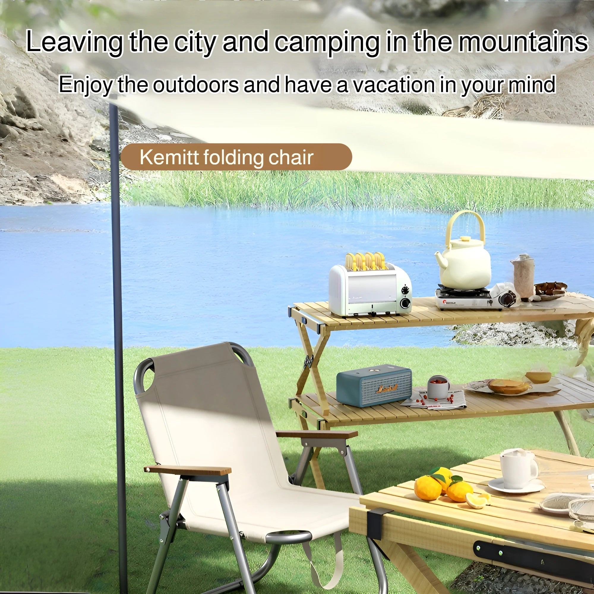 Portable Camping Chair Picnic Oxford Cloth Chair Beach Fishing Chair Outdoor Folding Beach Chair with Non-slip Mat Aluminum Blac