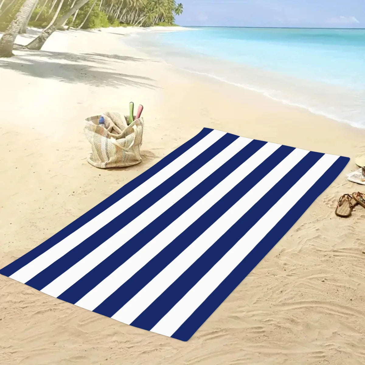 1pc Minimally striped beach towel, ultra-fine fiber quick drying absorbent towel, beach swimming vacation beach towel