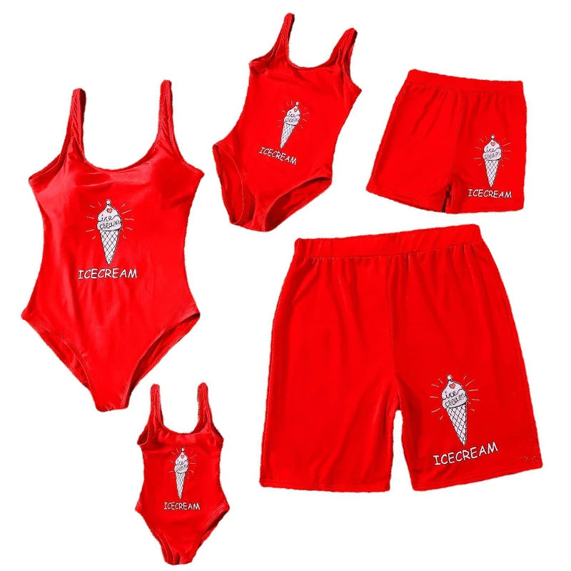 2023 Leaf Swimsuits Family Matching Outfits Look One-Piece Mother Daughter Swimwear Mommy and Me Clothes Father Son Swim Shorts