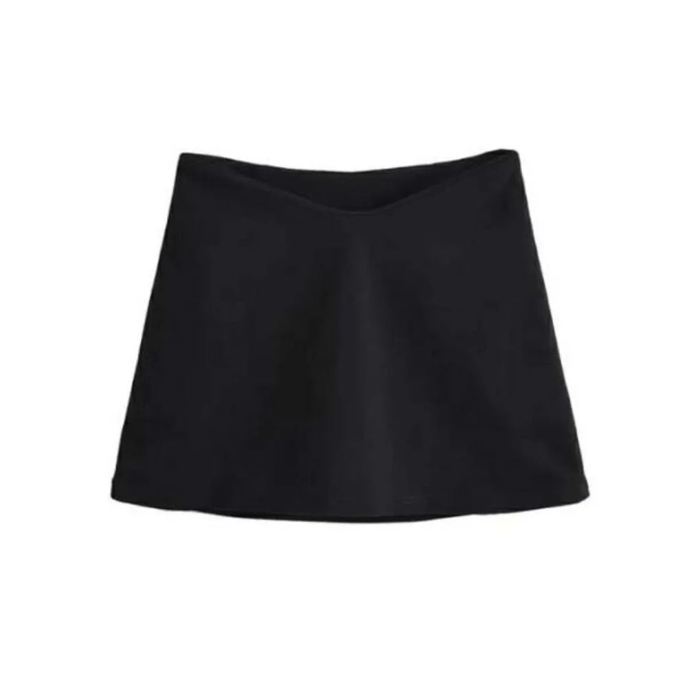 Simple Y2K A-line Short Skirt Low Waist V-shaped Waist Mini Skirts Solid Korean Style Spicy Girl Skirts Beach