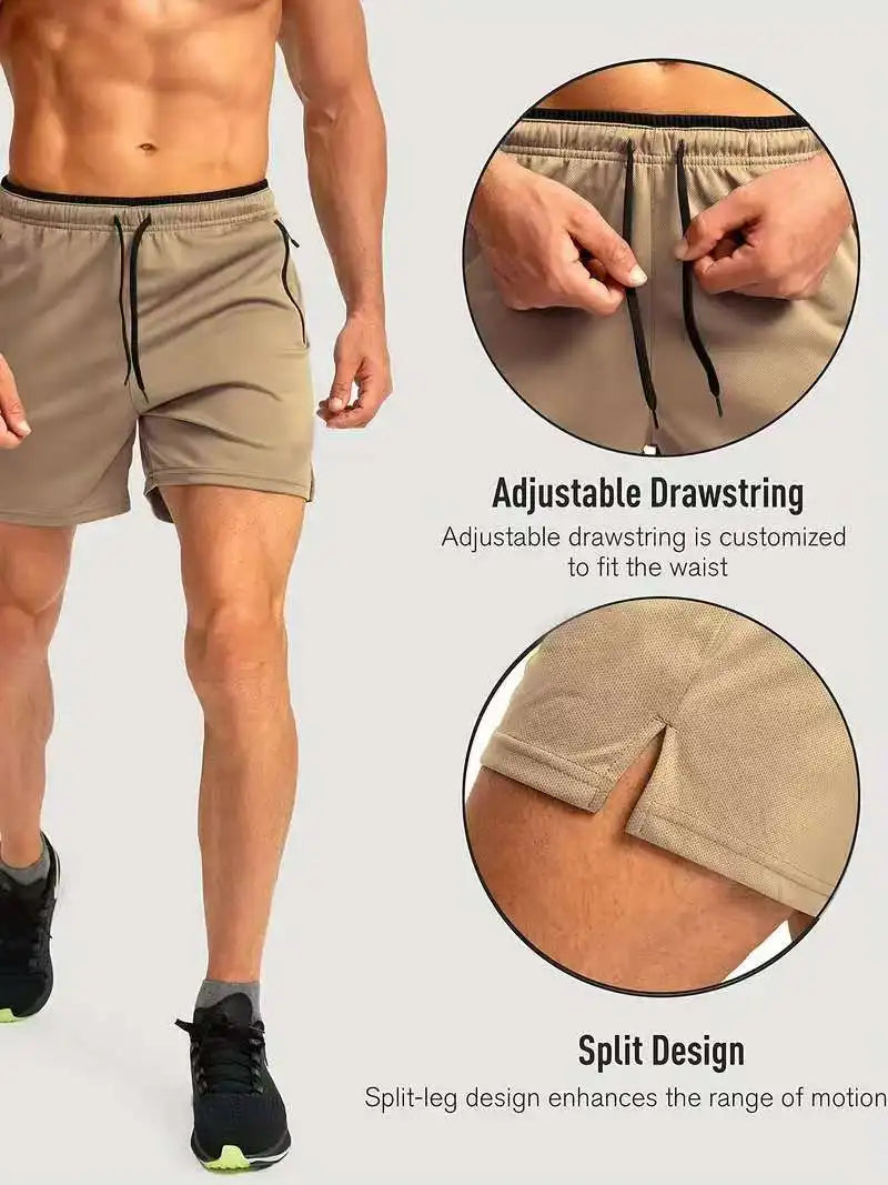 Summer Shorts Men Fast Drying Swim Shorts Breathable Net Fast Drying Surf Beach Pants Men's Fitness Pants Elastic Waist Shorts M