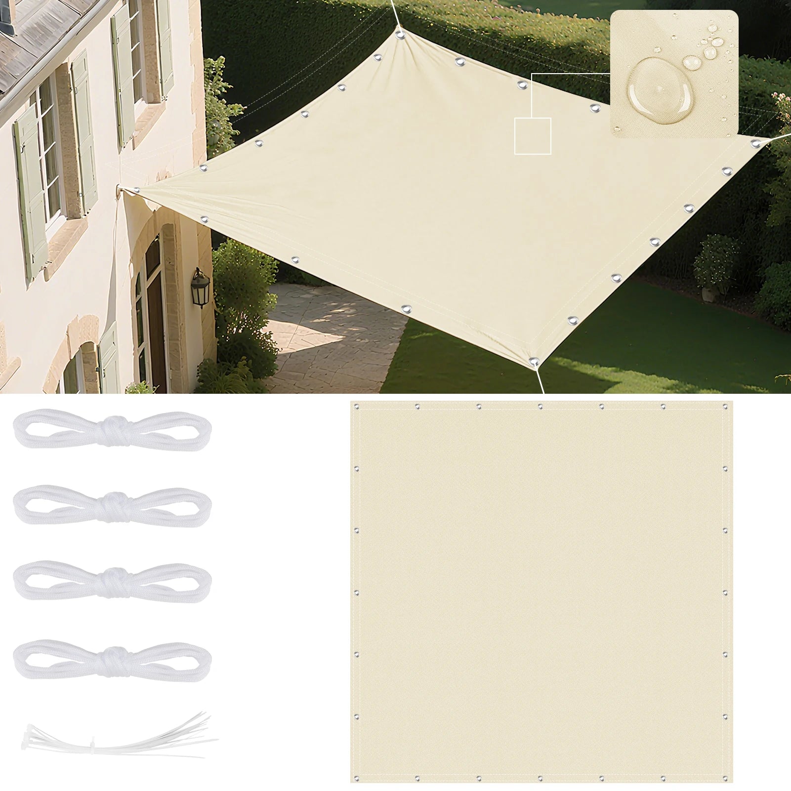 5x4m 4x3m 3x3m 3x2m Waterproof Tarp Tent Large Camping Awning Sun Shade Shelter Garden Patio Canopy Outdoor Beach Shade Hiking ﻿