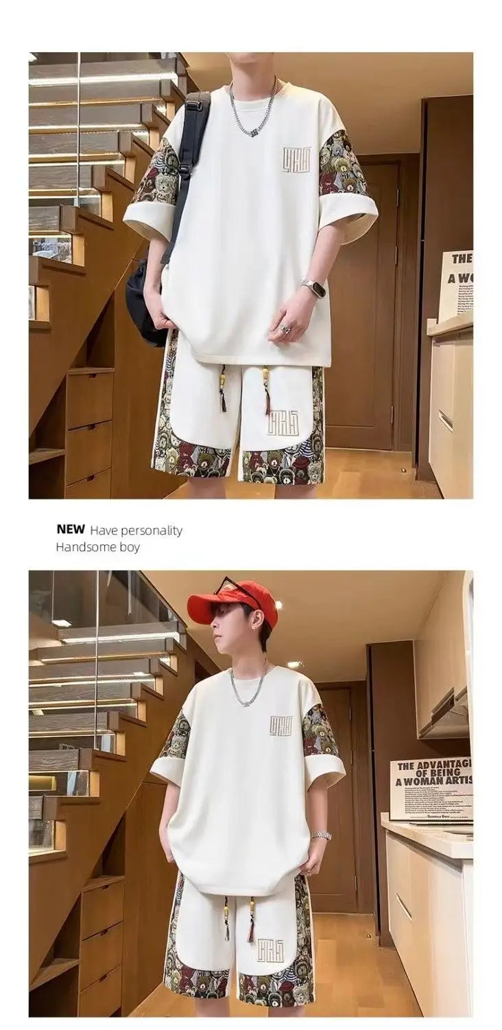 T-shirts + shorts 2026 summer fashion Sportswear shirts Men's Casual Sets Male Fashion shirts and shorts full size M-5XL