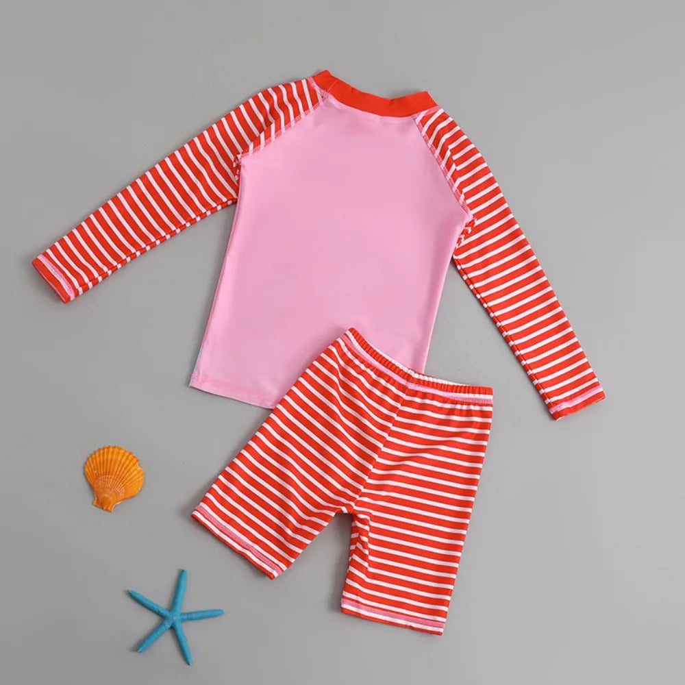 Boys Dinosaur Swimwear Set 2Pcs Kids Long Sleeve Rash Guard Swim Shirt + Shorts Toddler Swimming Suits Beachwear for Boys