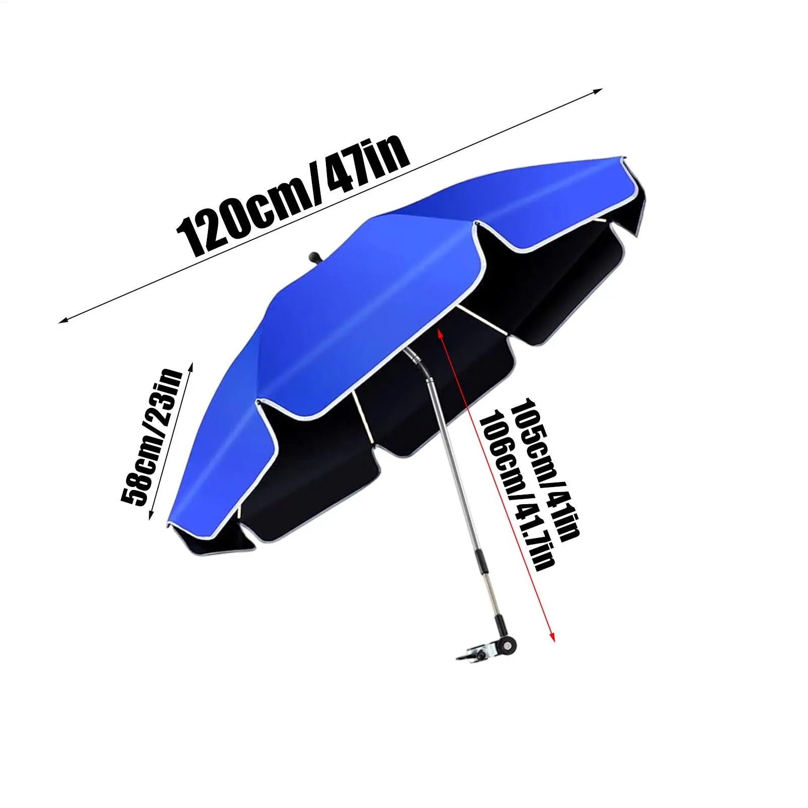 Waterproof Beach Chair Umbrella With Clamp 360 Rotation Fishing Umbrella 23-inch UV-protected Clip Camping Parasol Sun Umbrella